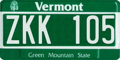 VT license plate ZKK105
