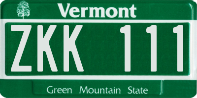 VT license plate ZKK111