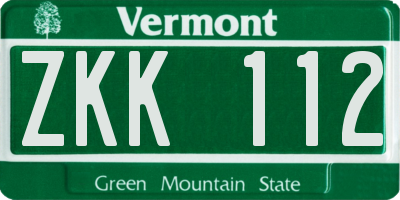 VT license plate ZKK112