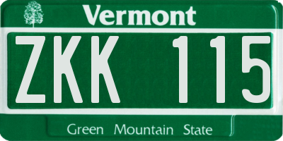 VT license plate ZKK115