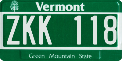 VT license plate ZKK118