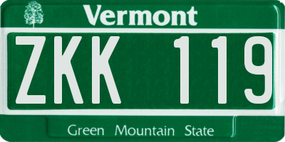 VT license plate ZKK119
