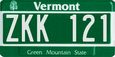 VT license plate ZKK121