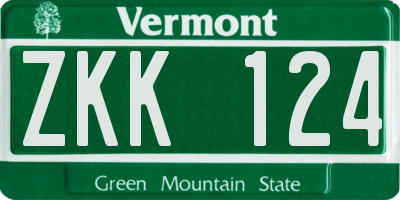 VT license plate ZKK124
