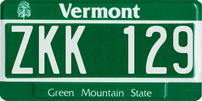 VT license plate ZKK129