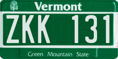 VT license plate ZKK131