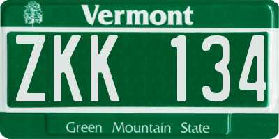 VT license plate ZKK134