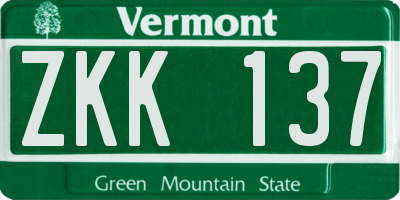 VT license plate ZKK137