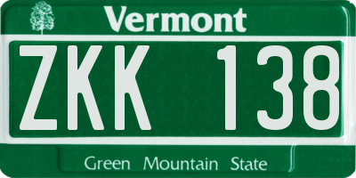 VT license plate ZKK138
