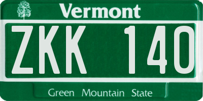 VT license plate ZKK140