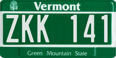 VT license plate ZKK141
