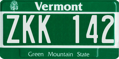 VT license plate ZKK142