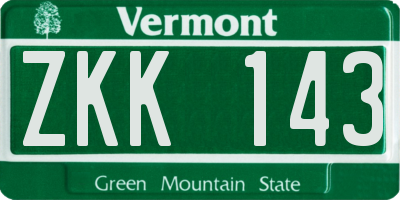 VT license plate ZKK143
