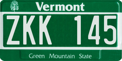 VT license plate ZKK145