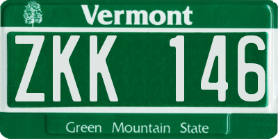 VT license plate ZKK146