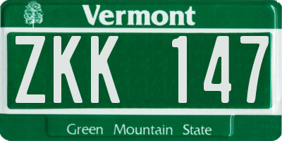 VT license plate ZKK147
