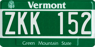 VT license plate ZKK152