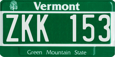 VT license plate ZKK153