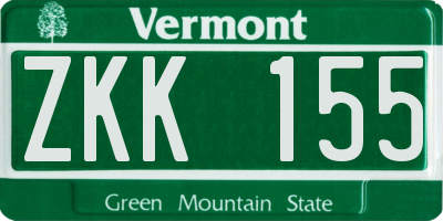 VT license plate ZKK155