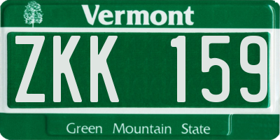 VT license plate ZKK159