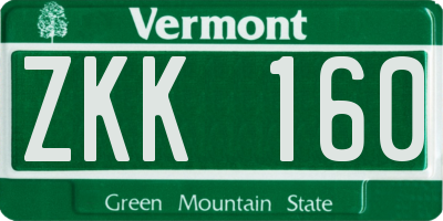 VT license plate ZKK160