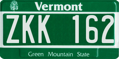 VT license plate ZKK162