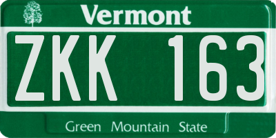 VT license plate ZKK163
