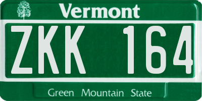 VT license plate ZKK164