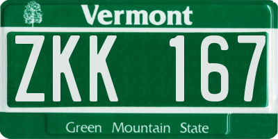 VT license plate ZKK167