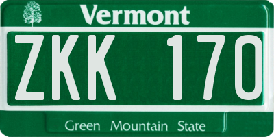 VT license plate ZKK170