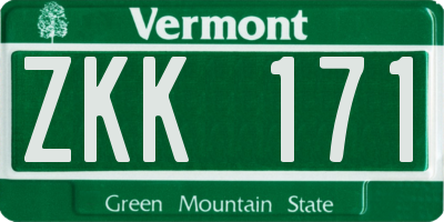 VT license plate ZKK171