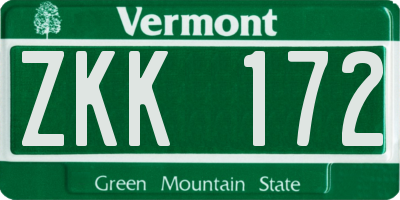 VT license plate ZKK172