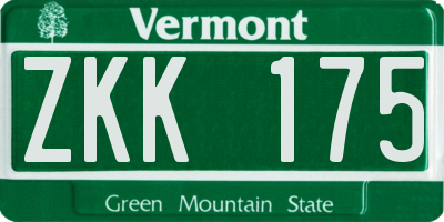 VT license plate ZKK175