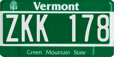 VT license plate ZKK178