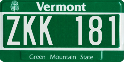 VT license plate ZKK181
