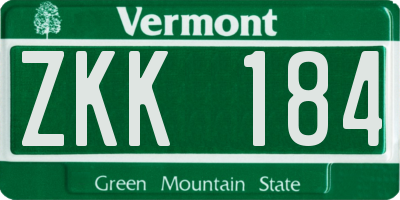 VT license plate ZKK184