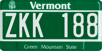 VT license plate ZKK188