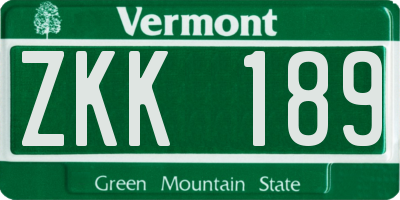 VT license plate ZKK189