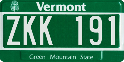 VT license plate ZKK191