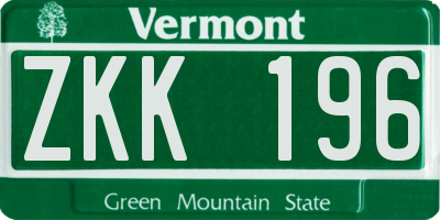 VT license plate ZKK196