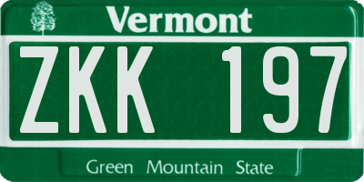 VT license plate ZKK197