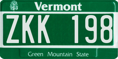VT license plate ZKK198