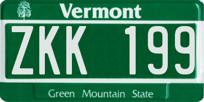 VT license plate ZKK199