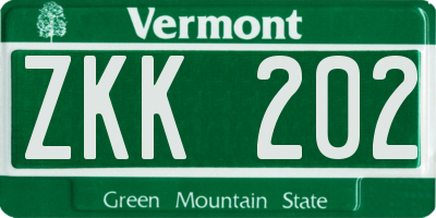 VT license plate ZKK202