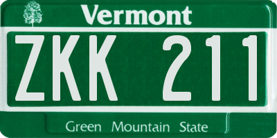 VT license plate ZKK211