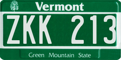 VT license plate ZKK213