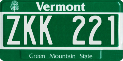 VT license plate ZKK221