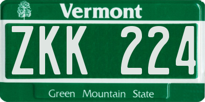 VT license plate ZKK224