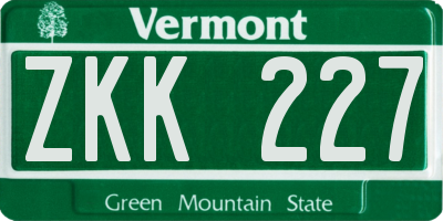 VT license plate ZKK227