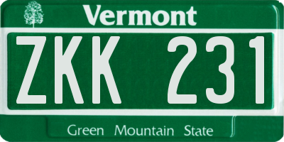 VT license plate ZKK231